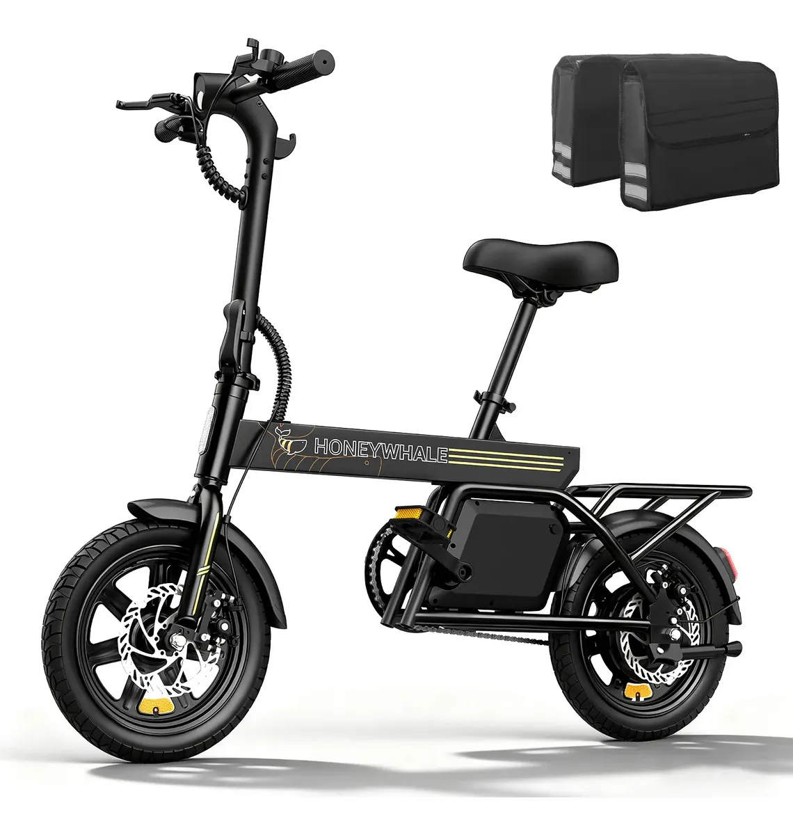 Bicicleta elétrica Honeywhale B20 dobrável, com rodas de 14 polegadas e quadro que dobra ao meio
